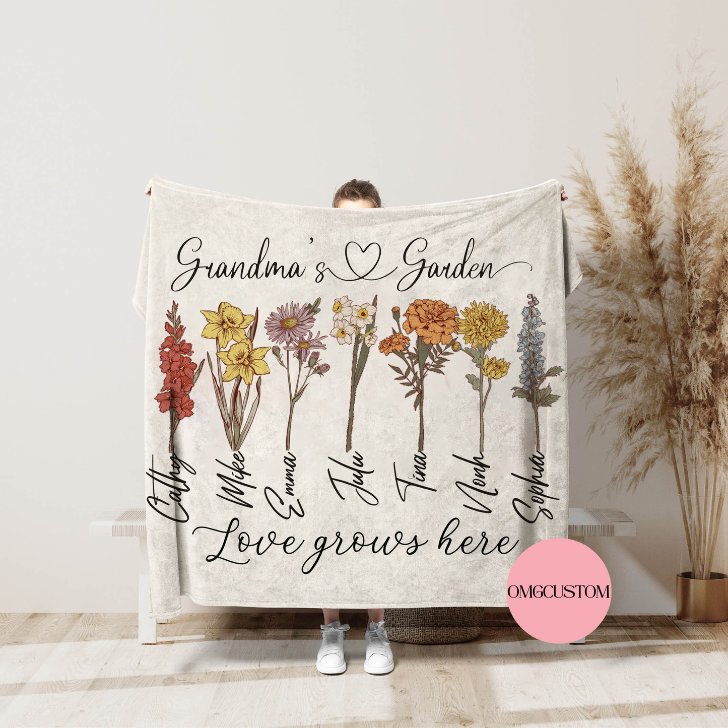 Personalized Grandma🌺Mom's Garden Blanket
