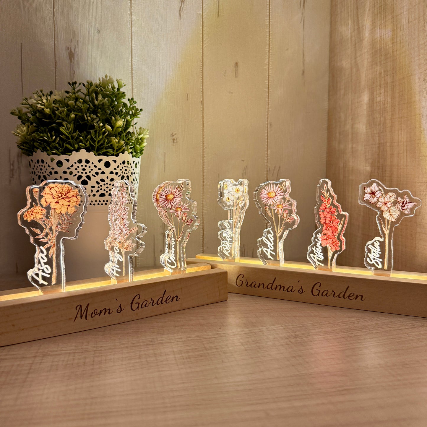 50%OFF❤️Custom Birth Flower 3D Crystal Acrylic LED Light