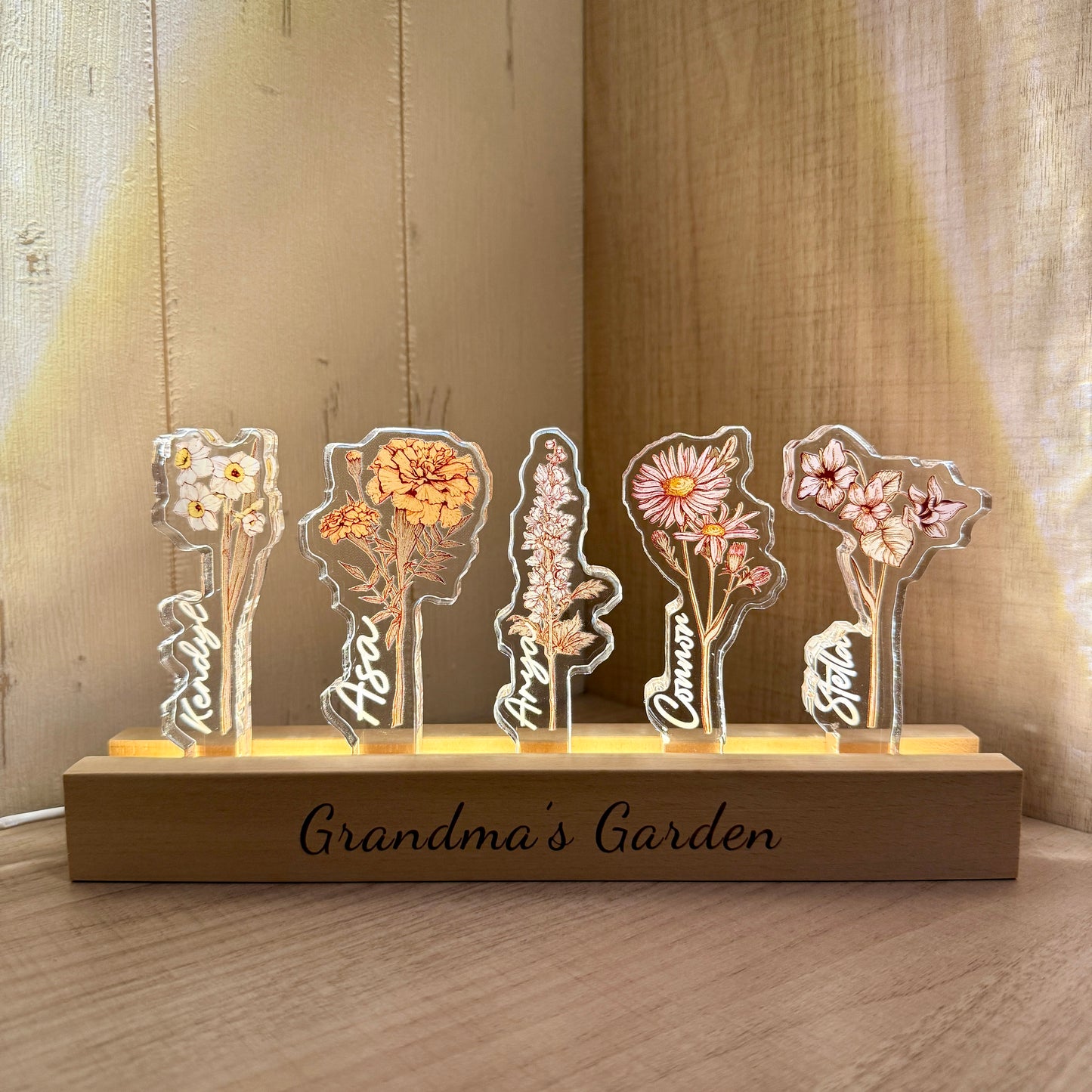 50%OFF❤️Custom Birth Flower 3D Crystal Acrylic LED Light
