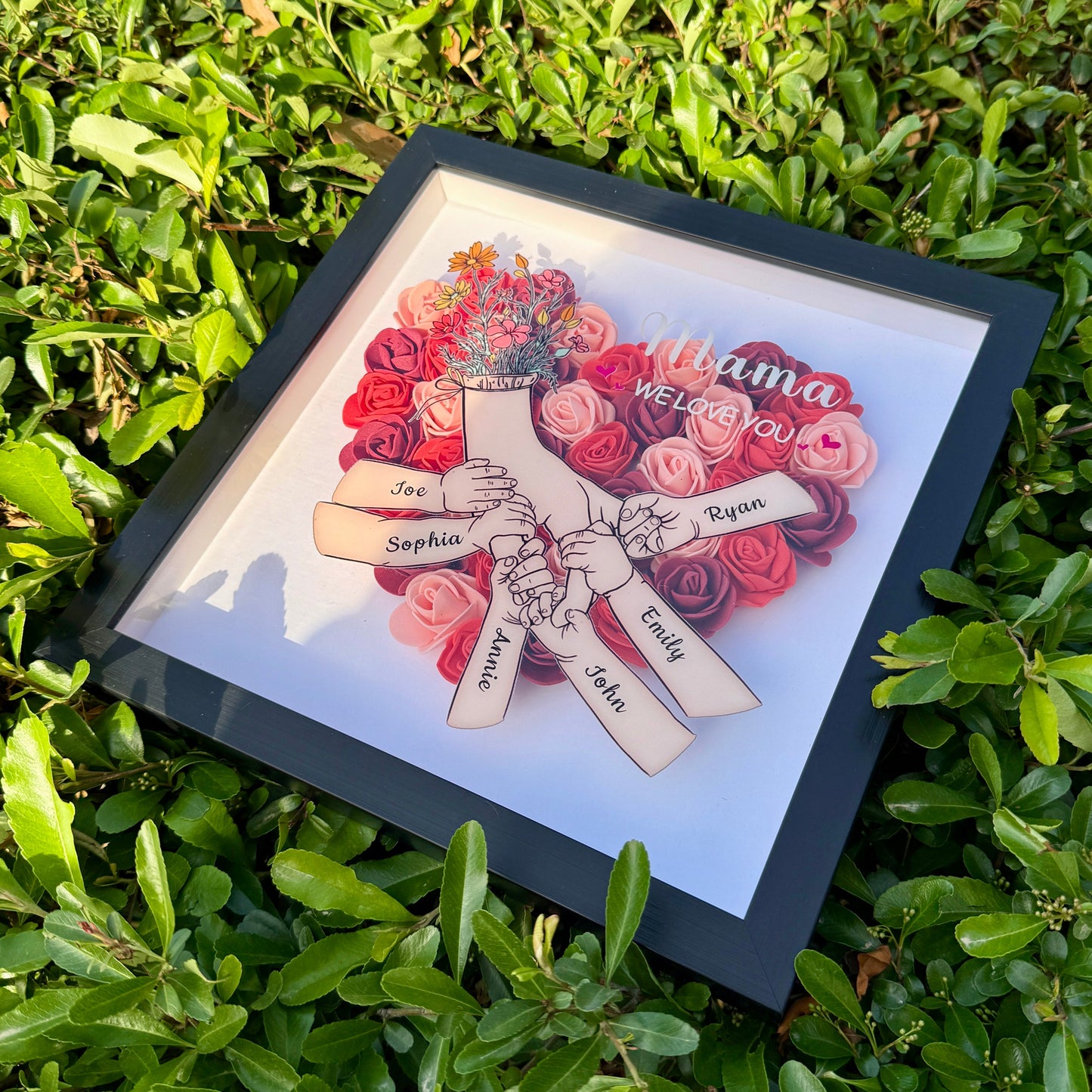 50% OFF❤️Hand Holding Heart Shaped Flower Shadow Box
