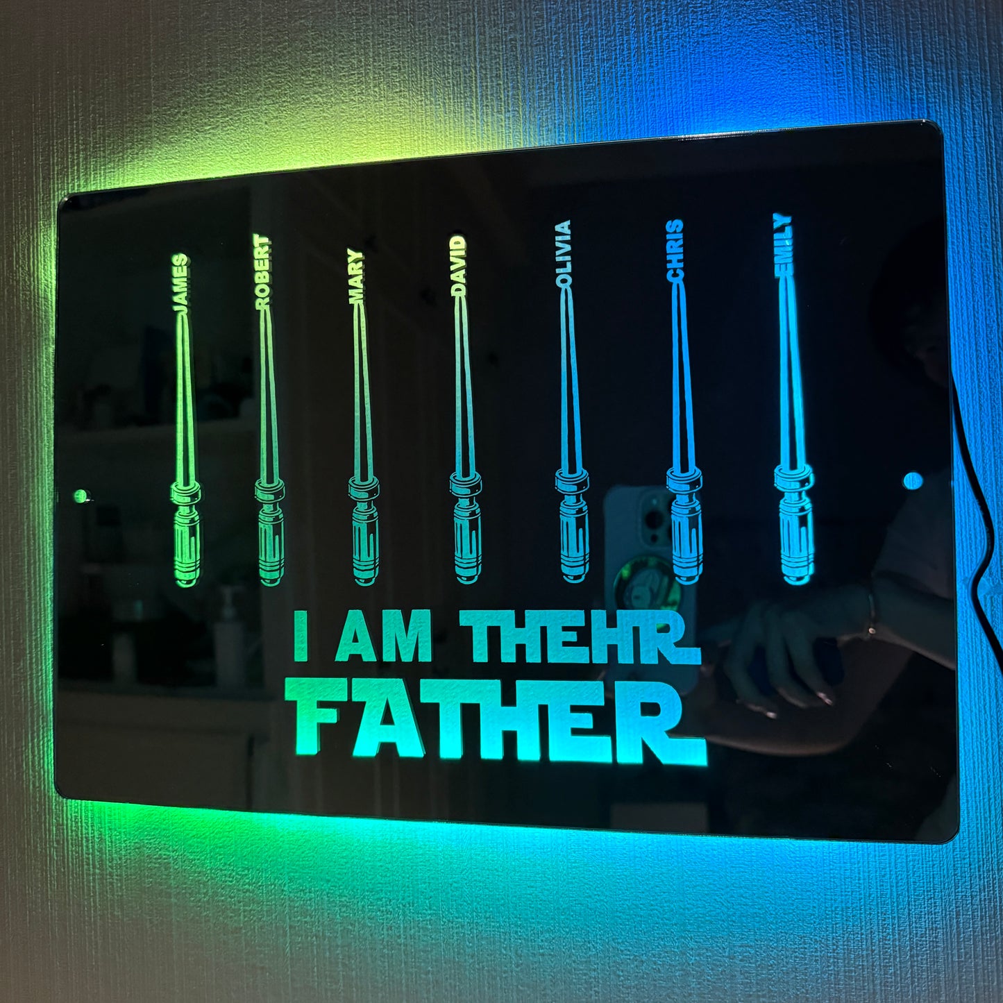 50% OFF🔥I Am Their Father LED Lightsaber Mirror