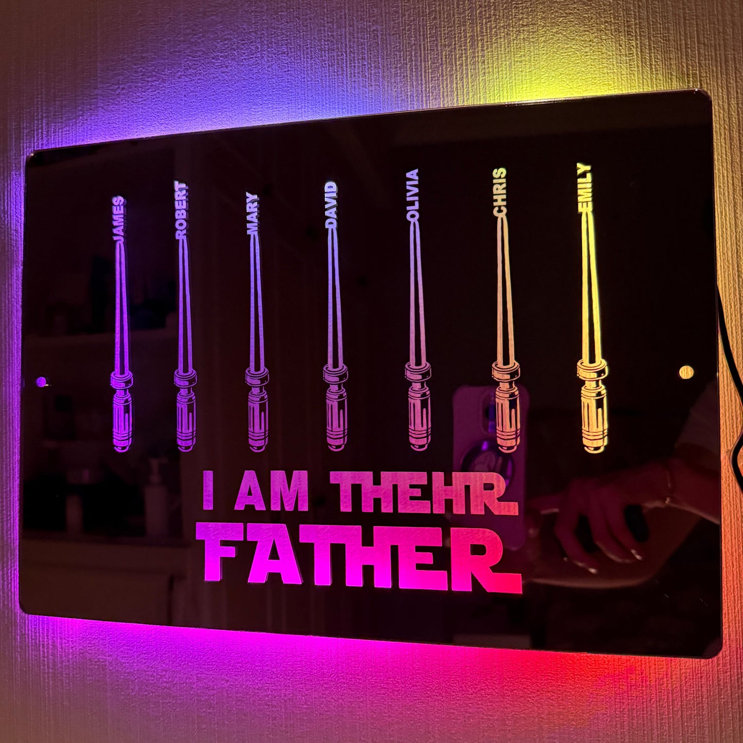 50% OFF🔥I Am Their Father LED Lightsaber Mirror