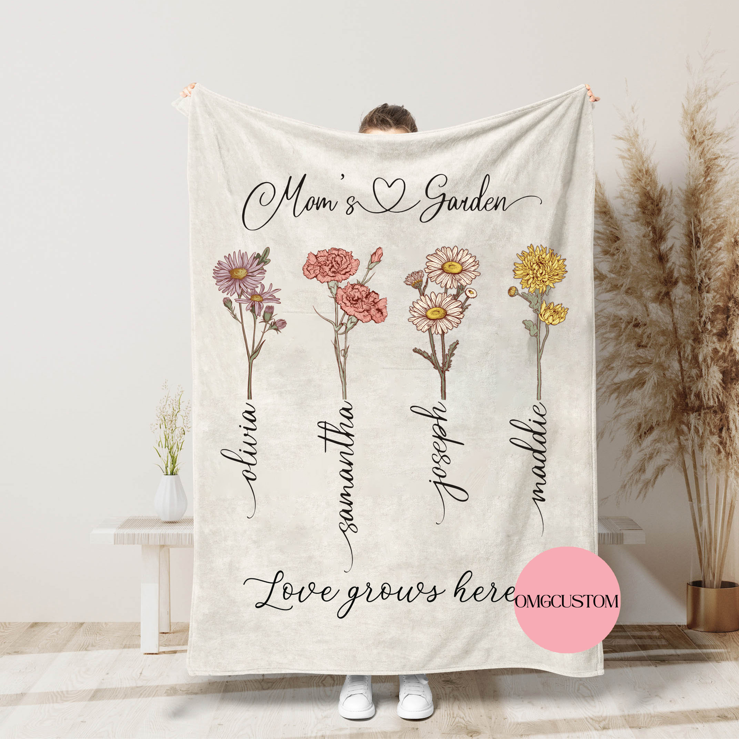Personalized Grandma🌺Mom's Garden Blanket