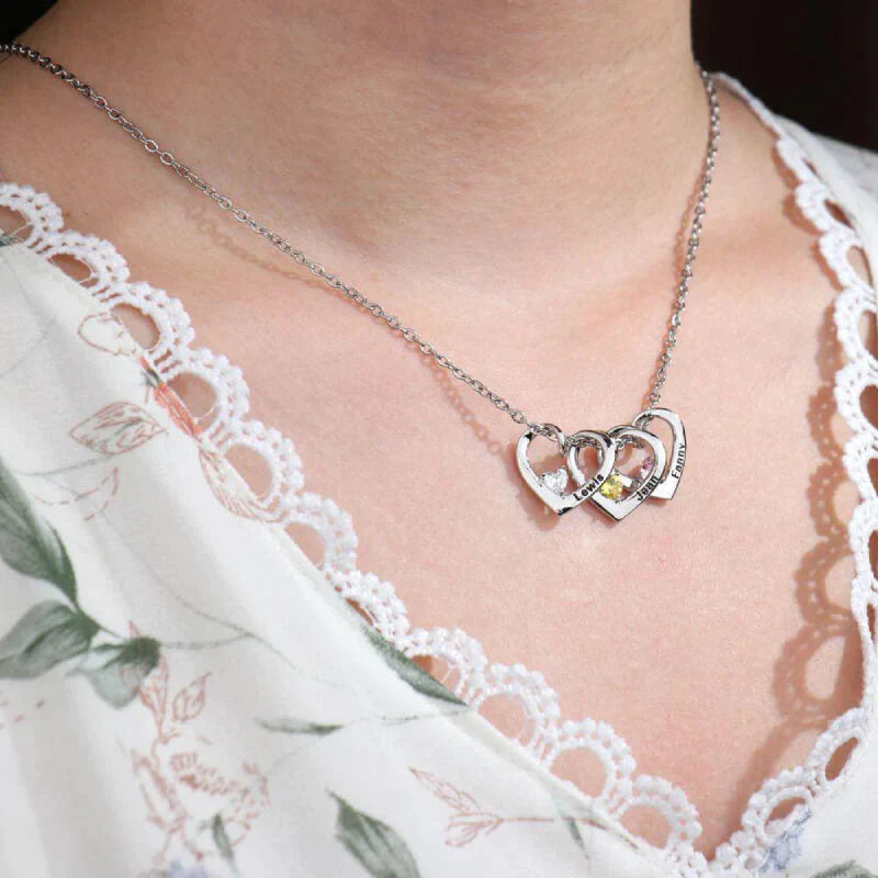 Couple Heart Birthstone Necklace