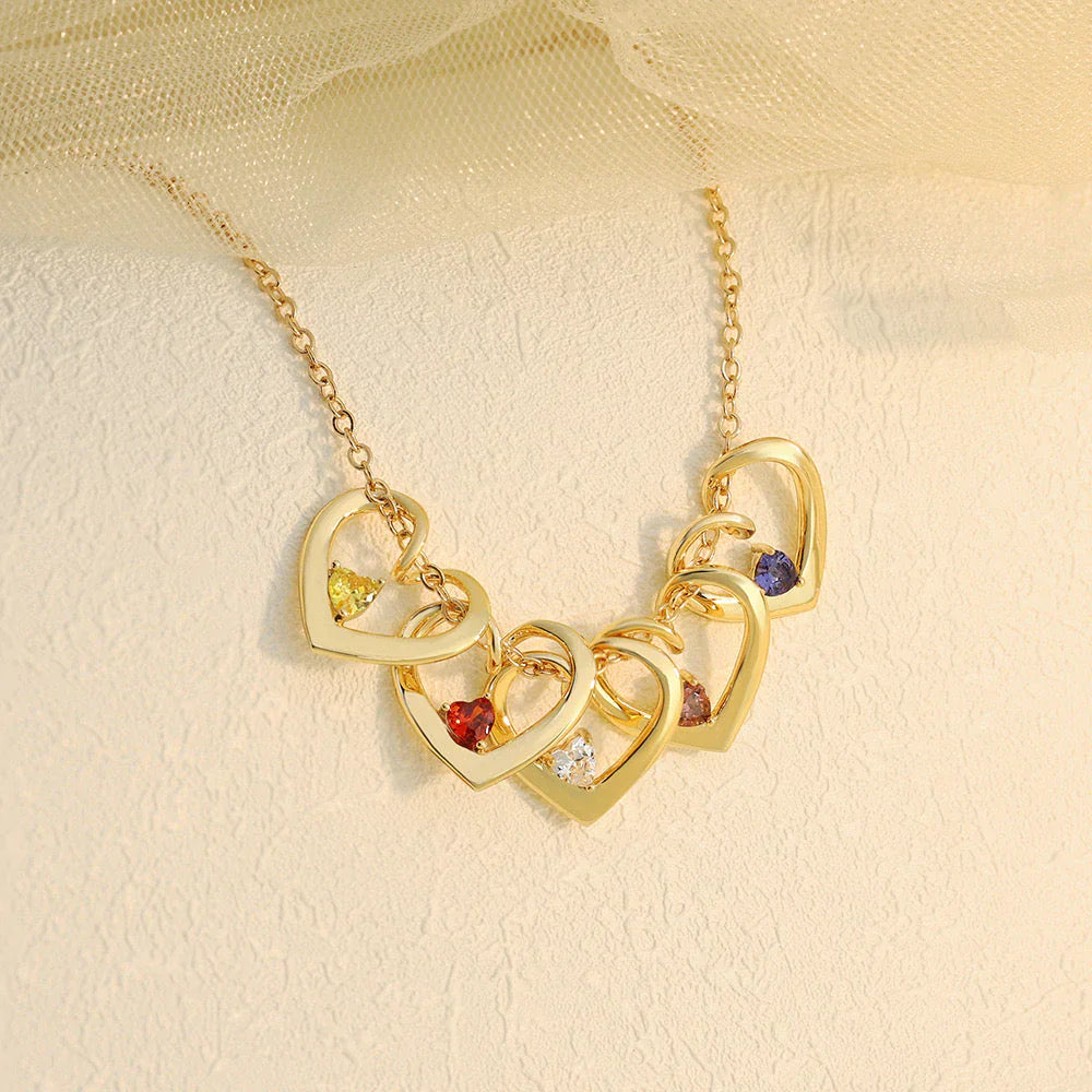 Couple Heart Birthstone Necklace