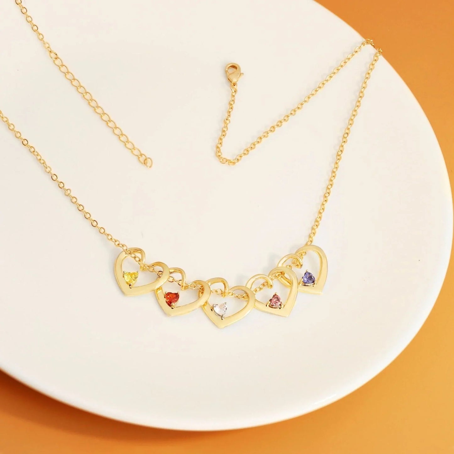 Couple Heart Birthstone Necklace