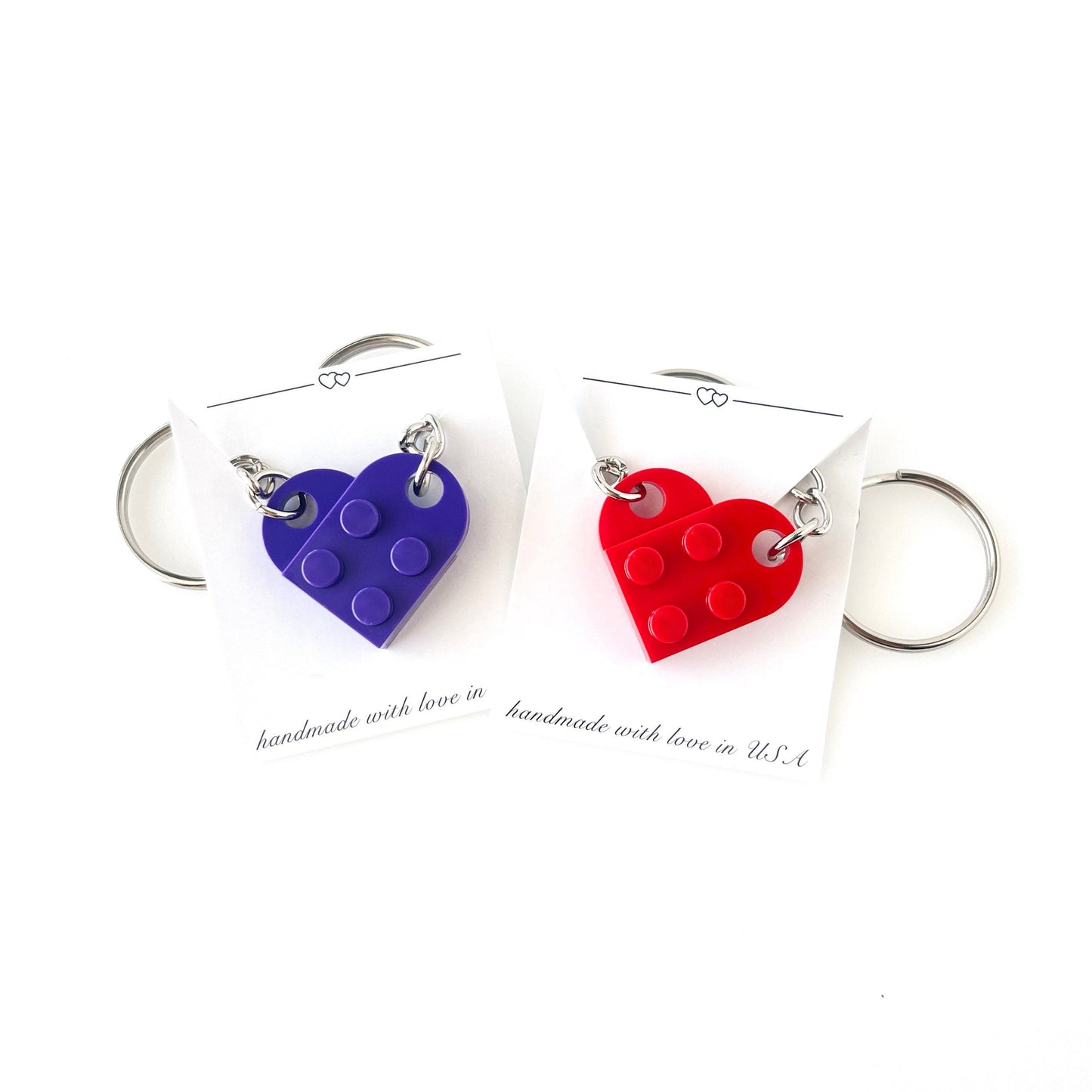 Heart Building Blocks Keychain Set