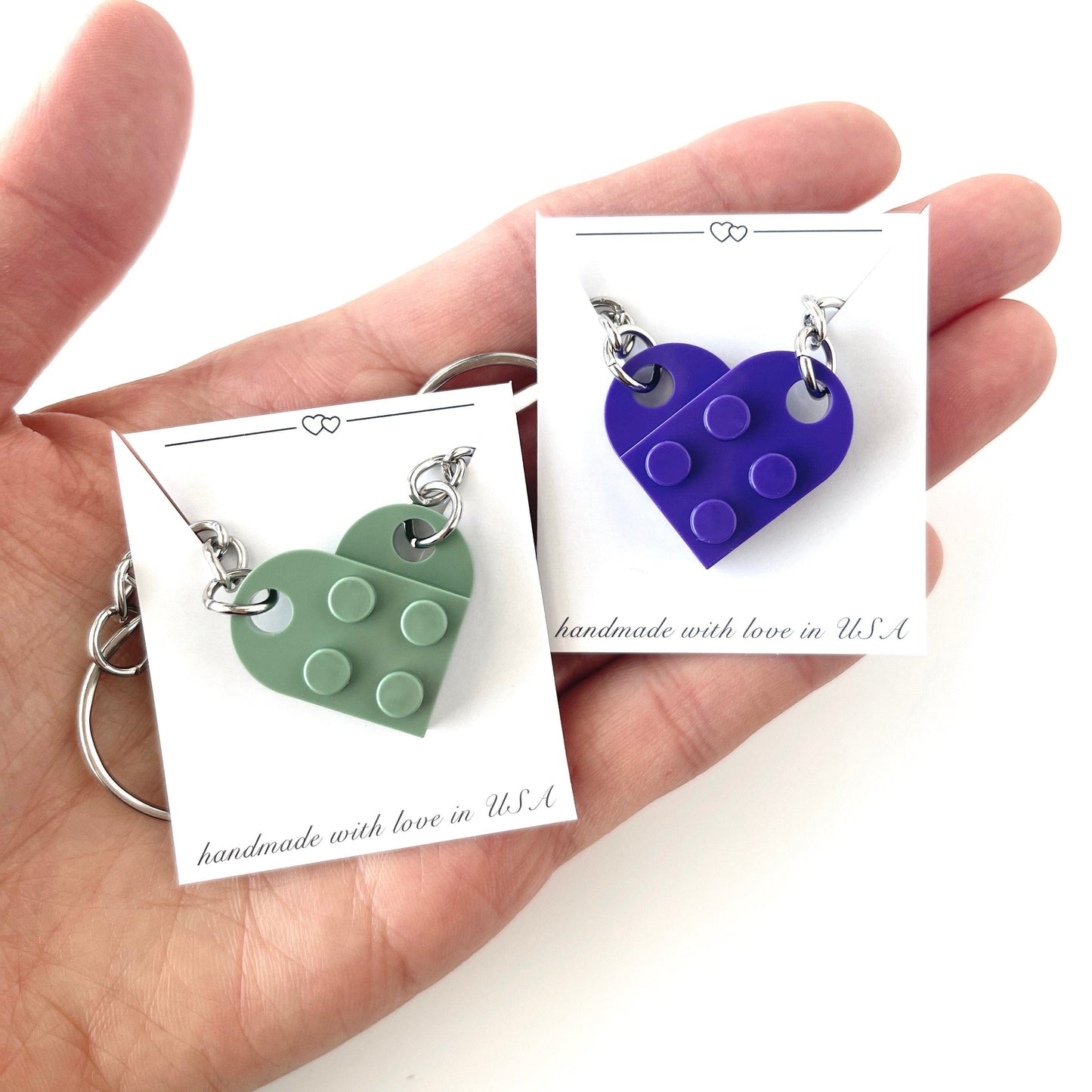 Heart Building Blocks Keychain Set