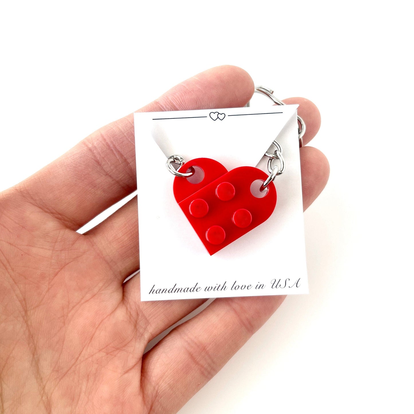 Heart Building Blocks Keychain Set