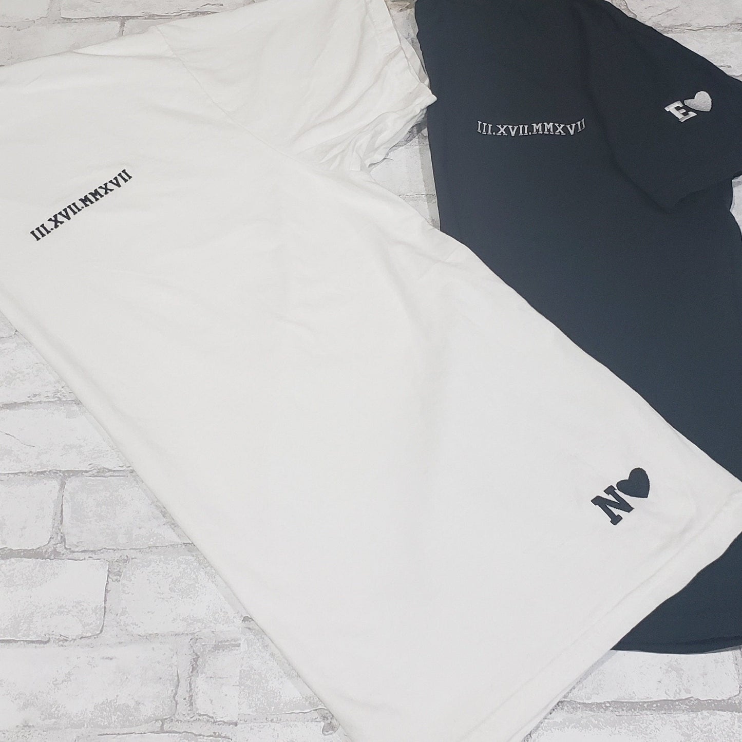 Custom Roman Numeral Date Couple's T-shirt
