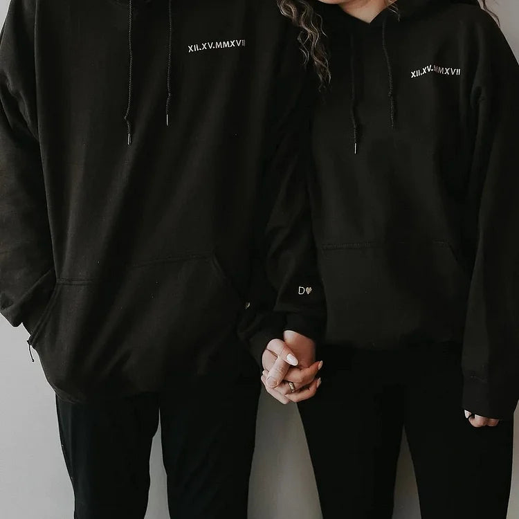 Custom Roman Numeral Date Couple's Hoodie💕Crewneck