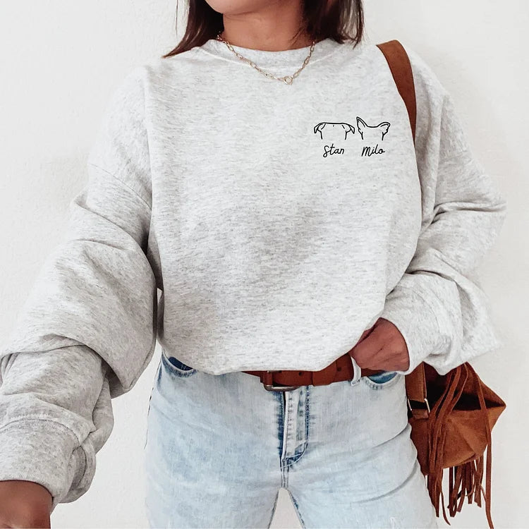 Personalized Pet Ears Outline Crewneck & Hoodie