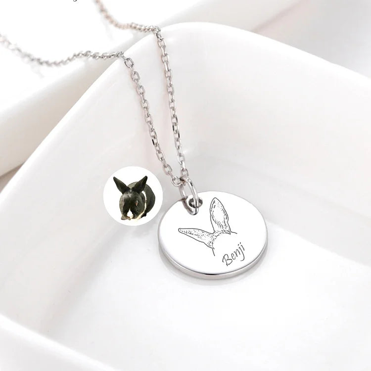 Personalized Pet Ears Outline Necklace