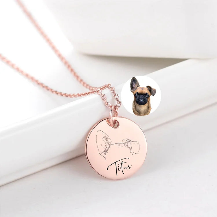 Personalized Pet Ears Outline Necklace