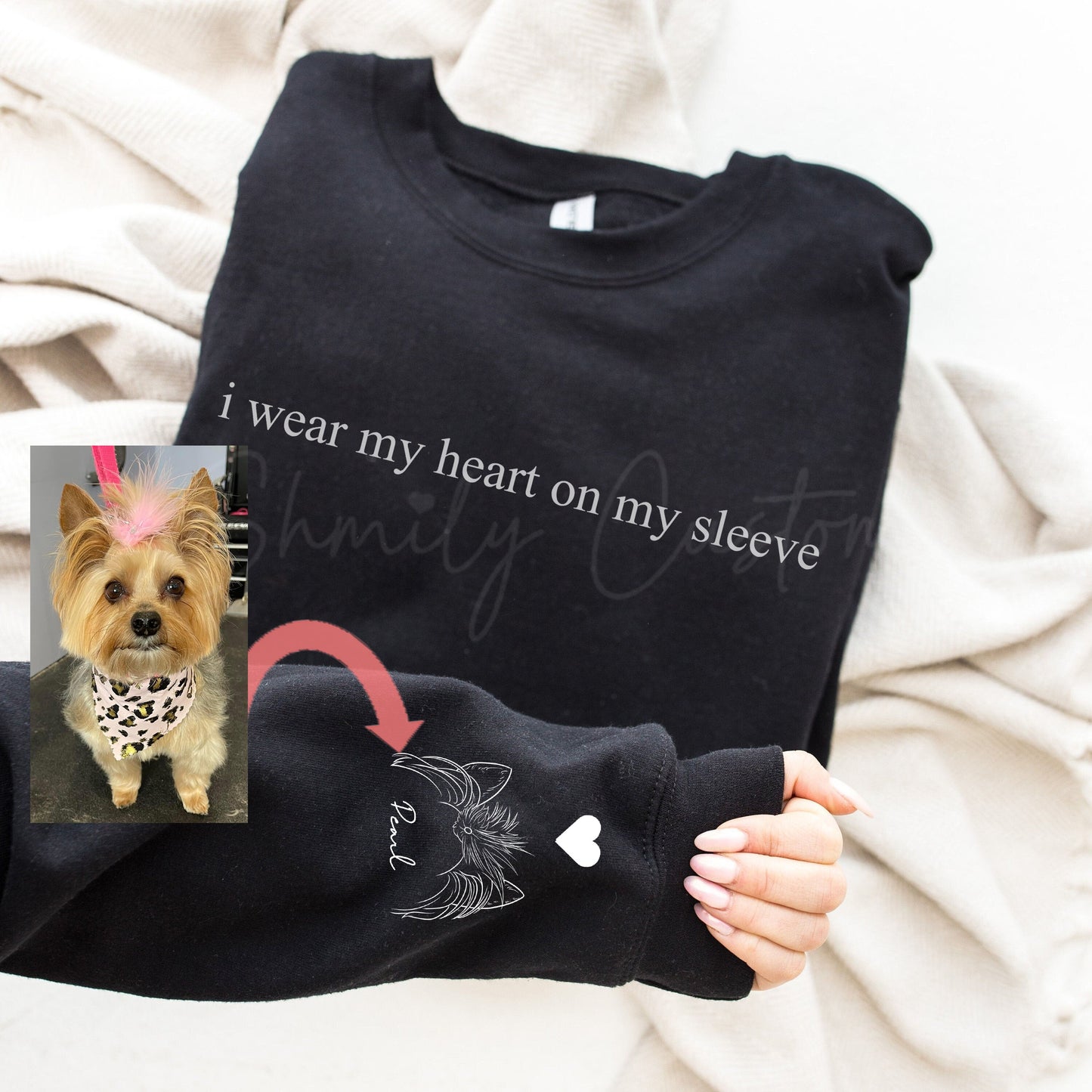 50% OFF🔥PERSONALIZED "HEART ON MY SLEEVE"PET EARS SWEATSHIRT