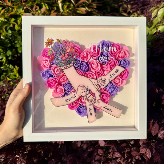 50% OFF❤️Hand Holding Heart Shaped Flower Shadow Box
