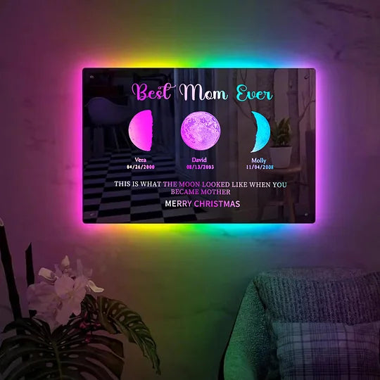 🎁Christmas Sale🎁Custom Led Mirror Light Frame with text and date-mom's universe