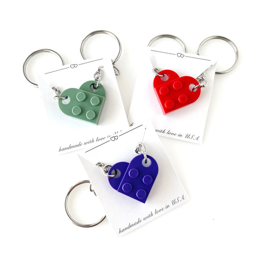 Heart Building Blocks Keychain Set