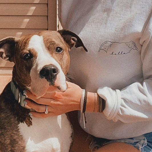 Personalized Pet Ears Outline Crewneck & Hooide
